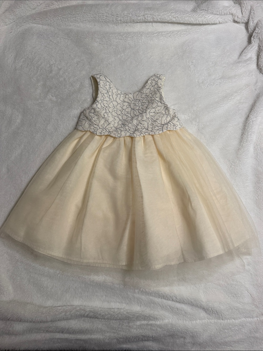 Janie and Jack Ivory Lace Bodice with Champagne Tulle Skirt Dress